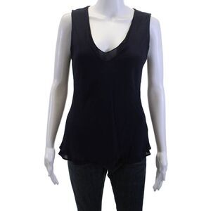 Ghost Womens Basic V-Neck Black Viscose Sleeveless Tank 90s Size S